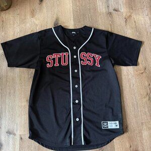 Stussy Baseball Jersey Men’s Small Black with Red Size M